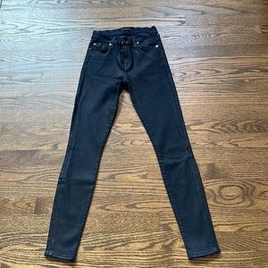 7 for all mankind skinny jeans. Blue coated  sz 24